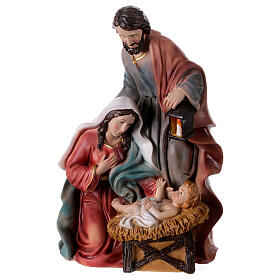 Nativité en résine colorée 20 cm Jésus avec berceau