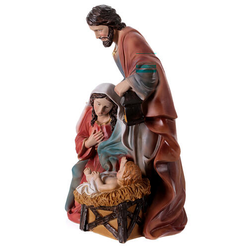 Nativité en résine colorée 20 cm Jésus avec berceau 2