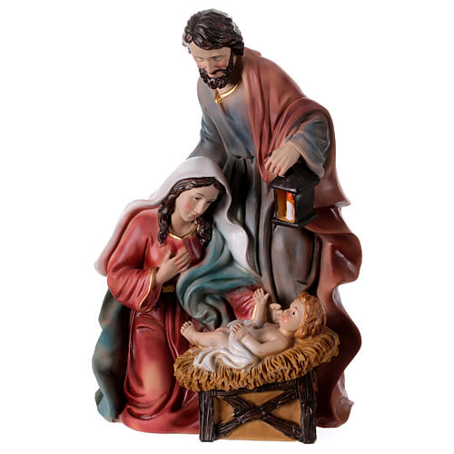 Nativity Holy Family in resin 20 cm colored Jesus manger 1