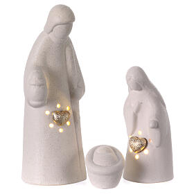 Stylised Nativity set with light, 20 cm, porcelain