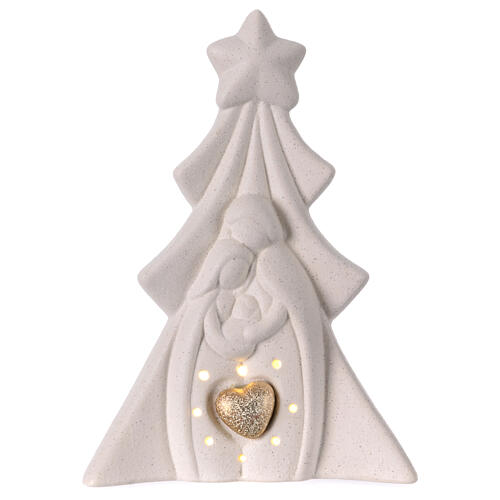 Natividad con árbol de Navidad porcelana con luz 20 cm 1