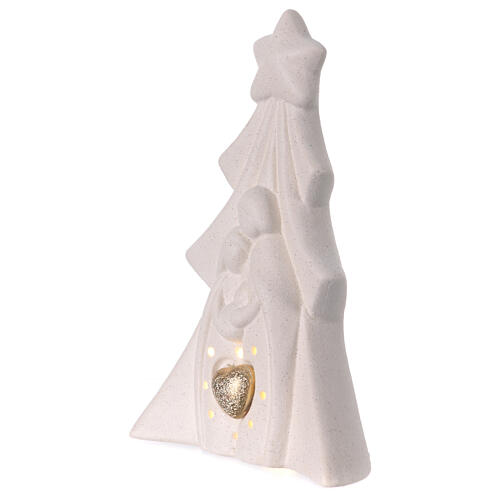 Nativity Holy Family with porcelain Christmas tree with light 20 cm 2