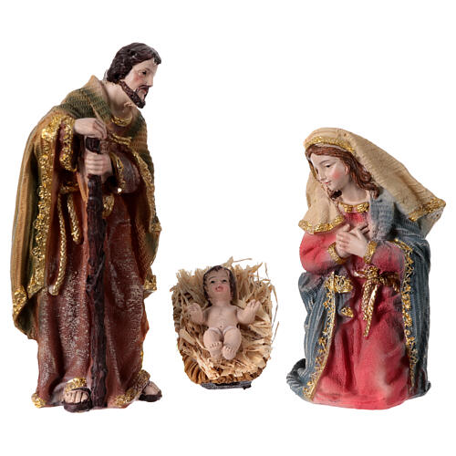 Complete nativity set of 11 colored resin subjects 20 cm 2