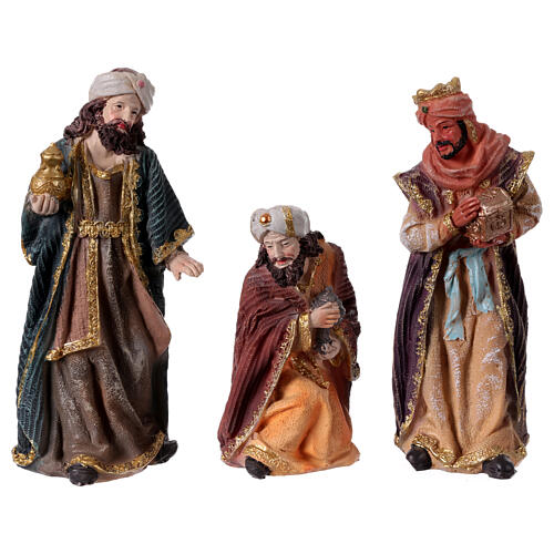 Complete nativity set of 11 colored resin subjects 20 cm 4