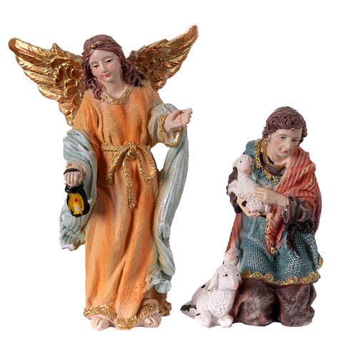 Complete nativity set of 11 colored resin subjects 20 cm 6