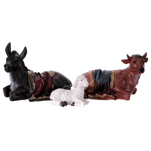 Complete nativity set of 11 colored resin subjects 20 cm 7
