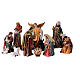 Complete nativity set of 11 colored resin subjects 20 cm s1