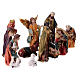 Complete nativity set of 11 colored resin subjects 20 cm s5