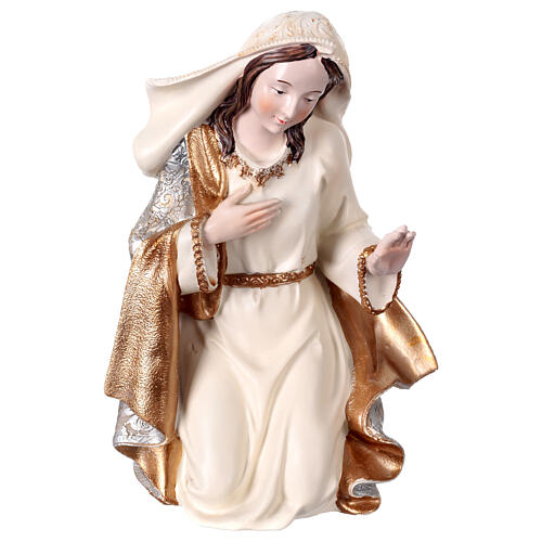 Nativity set of 3, gold silver and ivory painted resin, 45 cm 3