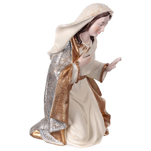 Nativity set of 3, gold silver and ivory painted resin, 45 cm 6