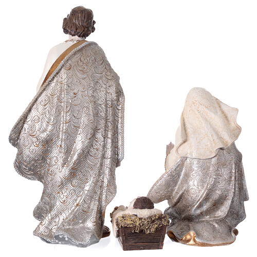 Nativity set of 3, gold silver and ivory painted resin, 45 cm 8