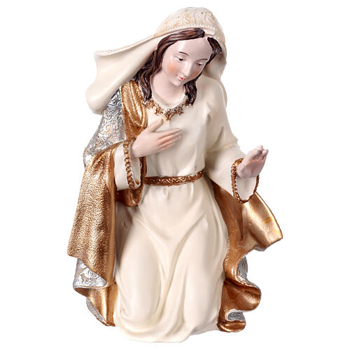 Natività 3 statue in resina dipinta oro argento avorio 45 cm 3