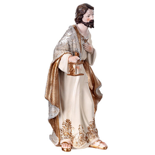 Natività 3 statue in resina dipinta oro argento avorio 45 cm 7