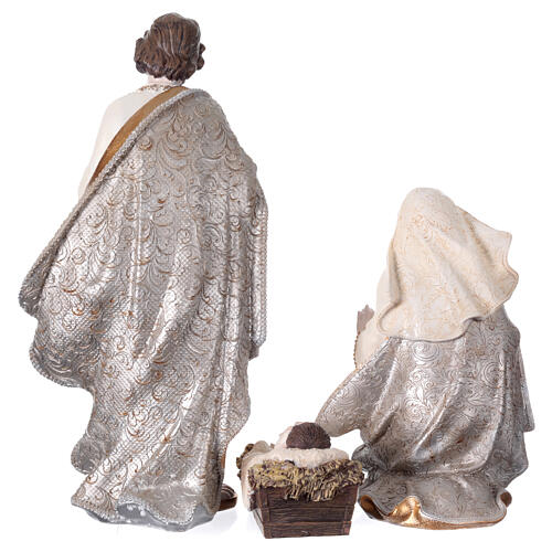 Natività 3 statue in resina dipinta oro argento avorio 45 cm 8