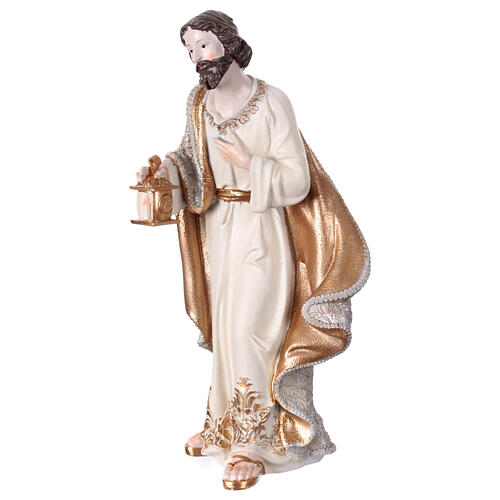 Natividade 3 figuras de resina pintada ouro prata cor de marfim 45 cm 4