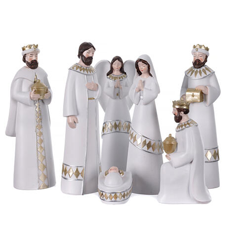 Natività in resina 7 soggetti stile moderno altezza 24 cm 1