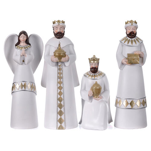 Natività in resina 7 soggetti stile moderno altezza 24 cm 3