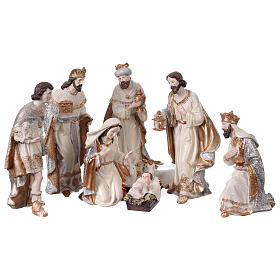 Nativity Scene set of 9 figurines, painted resin, with shepherd and Wise Men, 24 cm