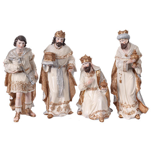 Natività 9 soggetti resina dipinta con pastore e re magi 24 cm 3