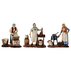 Set of 3 peasant working Moranduzzo Nativity Scene 8 cm