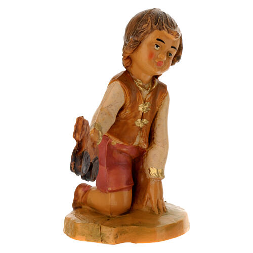 Niño de rodillas con juguete Fontanini h 12 cm 1