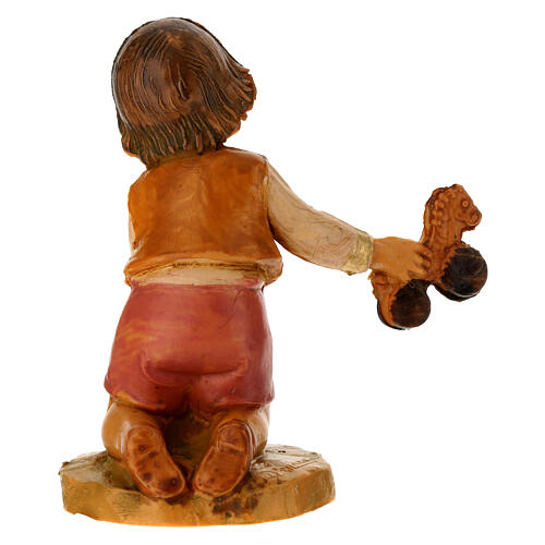 Niño de rodillas con juguete Fontanini h 12 cm 4