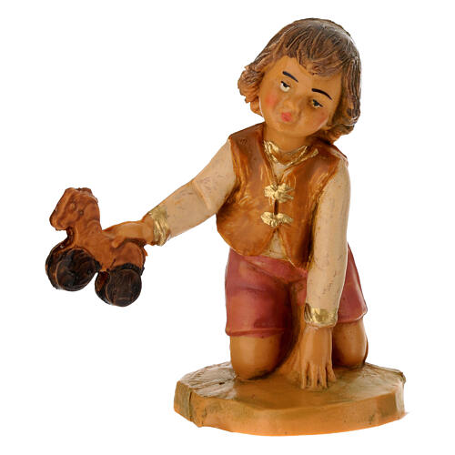 Enfant à genoux avec jouet Fontanini h 12 cm 3