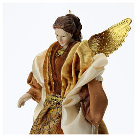 Ángel con vestido oro y nata punta árbol de Navidad 35 cm