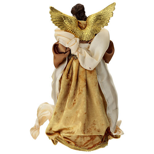 Ángel con vestido oro y nata punta árbol de Navidad 35 cm 6