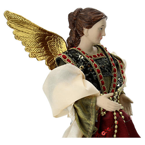 Angel with burgundy dress, Christmas tree topper, 14 in 4