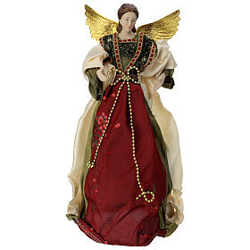 Anjo com roupa bordô cimeira árvore Natal 35 cm