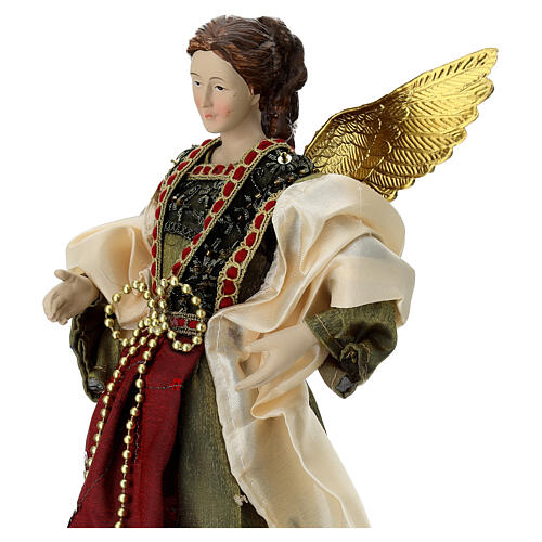 Anjo com roupa bordô cimeira árvore Natal 35 cm 2