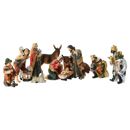 Set presepe 9 cm 11 pz resina dipinta 1