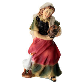 Frau mit Krug und Gans – für 9 cm Krippe, Resin