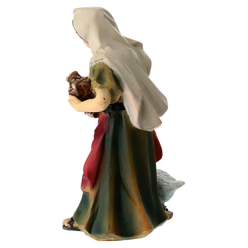 Mulher com vaso e ganso presépio 9 cm resina 3