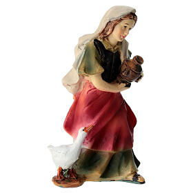 Woman with vase and goose for 9 cm Nativity resin figurine