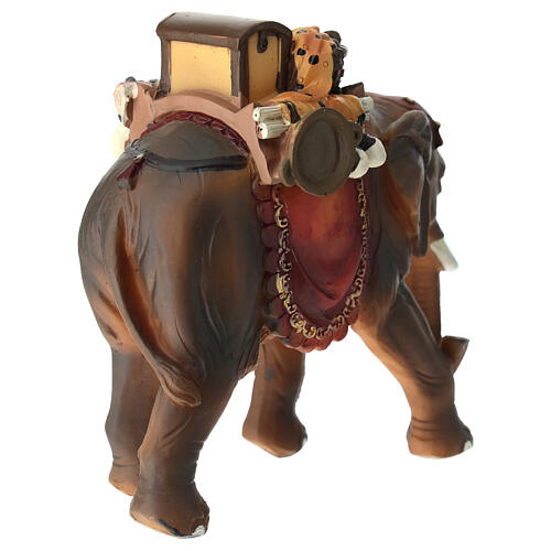 Éléphant avec selle et nourriture crèche 9 cm résine 5
