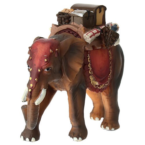 Elefante con sella e cibo presepe 9 cm resina 2