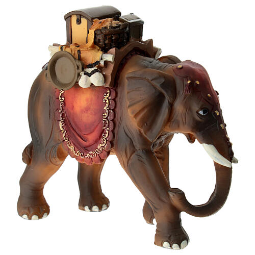 Elefante con sella e cibo presepe 9 cm resina 3