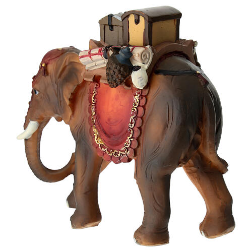 Elefante con sella e cibo presepe 9 cm resina 4