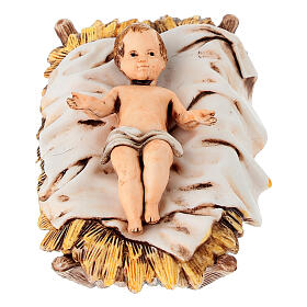 Baby Jesus in a manger for Nativity Scene of 13 cm