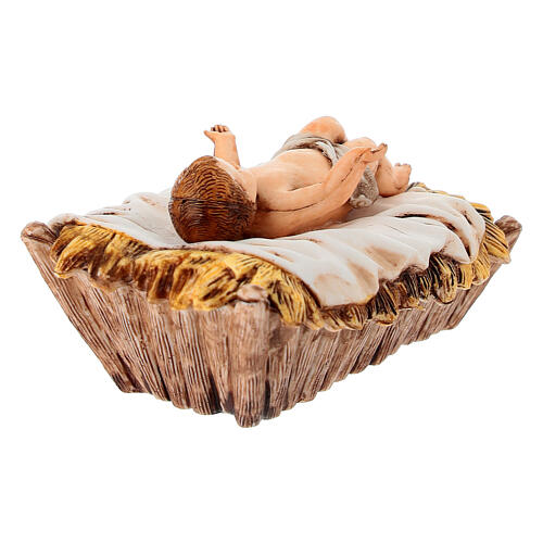 Menino Jesus no berço para presépio 13 cm 4