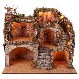 Scena presepe Pasquale napoletano 45x60x55 cm figure 12-14 cm