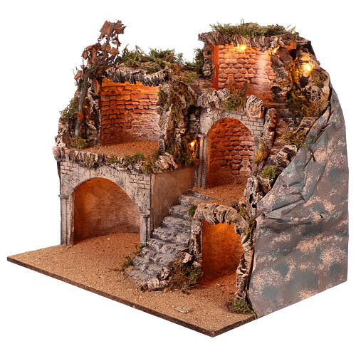 Scena presepe Pasquale napoletano 45x60x55 cm figure 12-14 cm 3