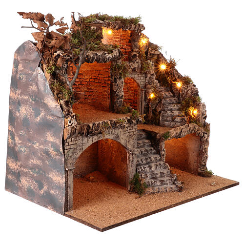 Scena presepe Pasquale napoletano 45x60x55 cm figure 12-14 cm 4