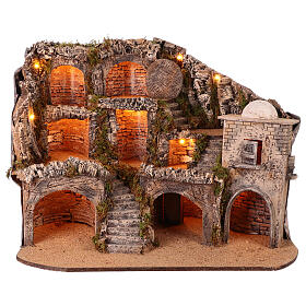Scena sepolcro presepe Pasquale 45x70x55 cm napoletano figure 10-12 cm 