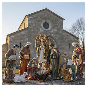 Szopka bożonarodzeniowa 180 cm z 11 figurami z żywicy kolorowej – ręcznie wykonana, do wnętrz i na zewnątrz