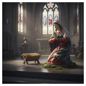 María arrodillada resina colorida belén 180 cm int ext