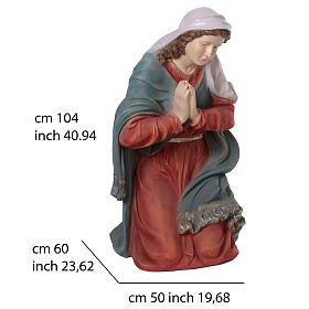 Kneeling Mary Nativity Scene in Colored Resin 180 cm Indoor/Outdoor