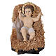 Niño Jesús resina colorida aureola LED para exteriores con cuna belén 180 cm s1